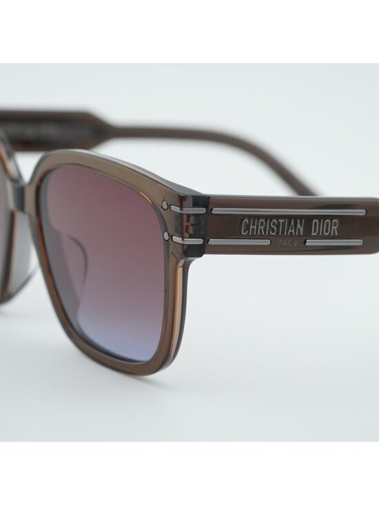 Dior DIORSIGNATURE S7F 64FB Sunglasses Shiny Brown Square Frame, Bordeaux Lenses main image 9